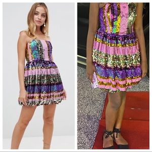 Bandeau Short Sequin Dress